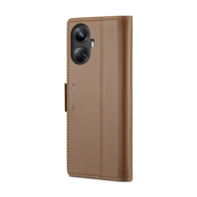 For Realme 10 Pro+ CaseMe 023 Butterfly Buckle Litchi Texture RFID Anti-theft Leather Phone Case(Brown) - Realme Cases by CaseMe | Online Shopping South Africa | PMC Jewellery | Buy Now Pay Later Mobicred