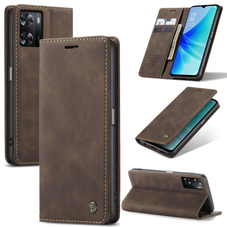 For OPPO A57 4G Global/A57S 4G Global/A77 4G Global CaseMe 013 Multifunctional Horizontal Flip Leather Phone Case(Coffee) - OPPO Cases by CaseMe | Online Shopping South Africa | PMC Jewellery | Buy Now Pay Later Mobicred