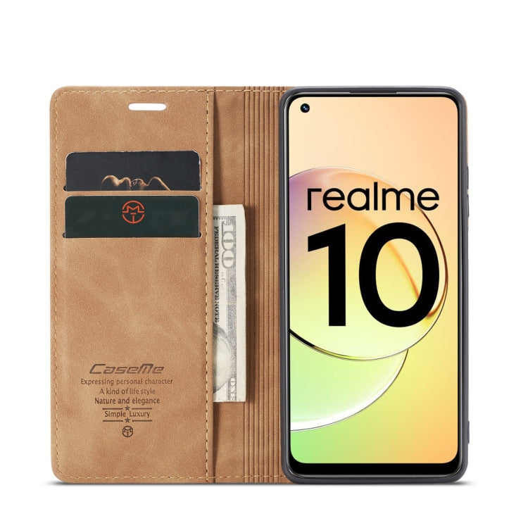 For Realme 10 4G CaseMe 013 Multifunctional Horizontal Flip Leather Phone Case(Brown) - Realme Cases by CaseMe | Online Shopping South Africa | PMC Jewellery | Buy Now Pay Later Mobicred