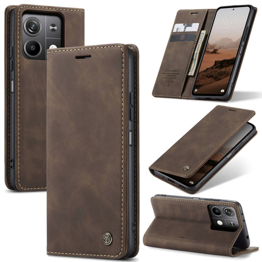 For Xiaomi Redmi Note 13 5G CaseMe 013 Multifunctional Horizontal Flip Leather Phone Case(Coffee) - Xiaomi Cases by CaseMe | Online Shopping South Africa | PMC Jewellery | Buy Now Pay Later Mobicred