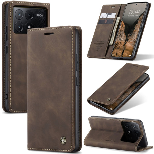 For Xiaomi Poco X6 Pro CaseMe 013 Multifunctional Horizontal Flip Leather Phone Case(Coffee) - Xiaomi Cases by CaseMe | Online Shopping South Africa | PMC Jewellery | Buy Now Pay Later Mobicred