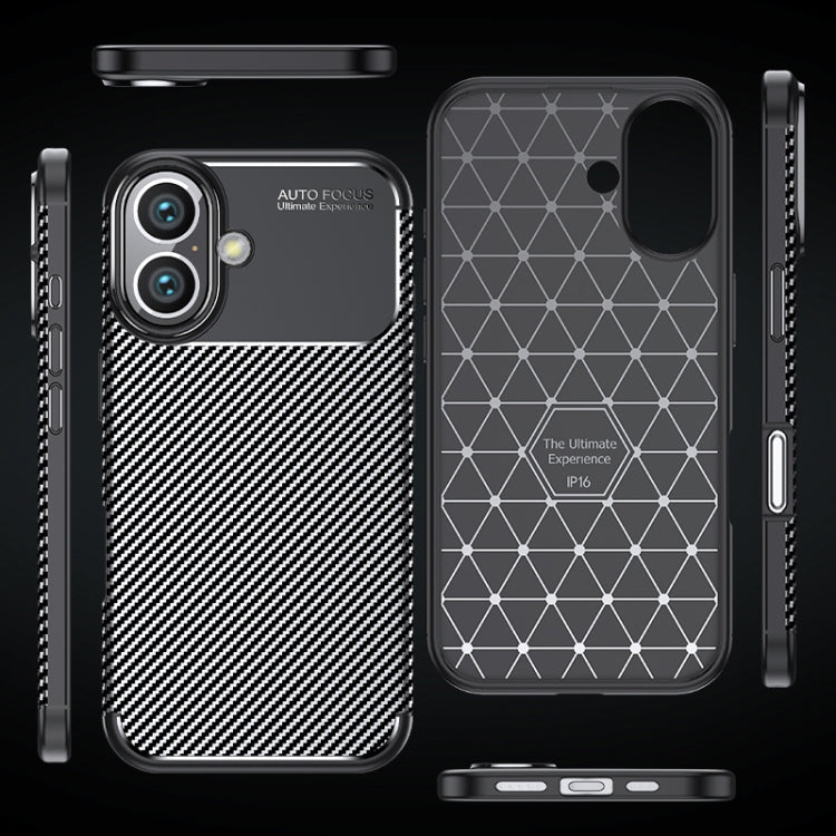 For iPhone 16 Plus Carbon Fiber Texture Shockproof TPU Phone Case(Black) - iPhone 16 Plus Cases by PMC Jewellery | Online Shopping South Africa | PMC Jewellery | Buy Now Pay Later Mobicred