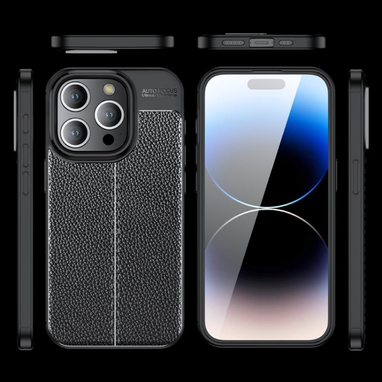 For iPhone 16 Pro Litchi Texture Shockproof TPU Phone Case(Black) - iPhone 16 Pro Cases by PMC TechLife | Online Shopping South Africa | PMC TechLife | Buy Now Pay Later Mobicred
