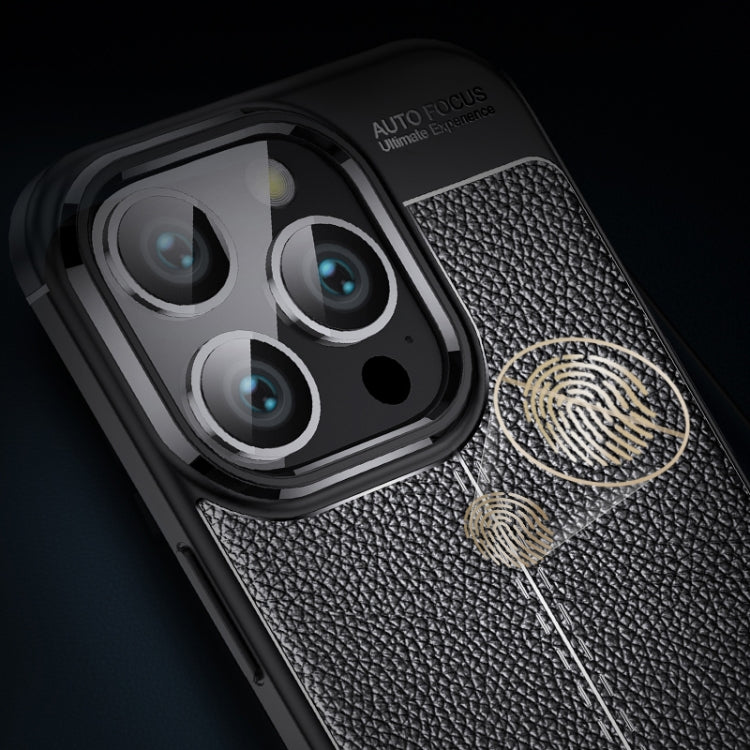 For iPhone 16 Pro Litchi Texture Shockproof TPU Phone Case(Blue) - iPhone 16 Pro Cases by PMC TechLife | Online Shopping South Africa | PMC TechLife | Buy Now Pay Later Mobicred