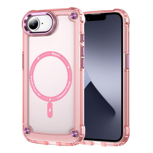 For iPhone 16e Skin Feel TPU + PC MagSafe Magnetic Phone Case(Transparent Pink) - iPhone 16e Cases by PMC Jewellery | Online Shopping South Africa | PMC Jewellery | Buy Now Pay Later Mobicred