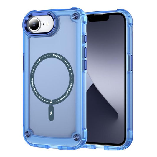 For iPhone 16e Skin Feel TPU + PC MagSafe Magnetic Phone Case(Transparent Blue) - iPhone 16e Cases by PMC Jewellery | Online Shopping South Africa | PMC Jewellery | Buy Now Pay Later Mobicred