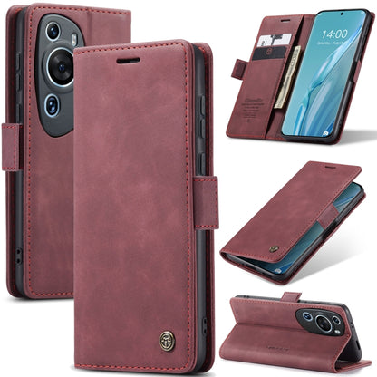 For Huawei P60 Art CaseMe 013 Multifunctional Horizontal Flip Leather Phone Case(Wine Red) - Huawei Cases by CaseMe | Online Shopping South Africa | PMC Jewellery | Buy Now Pay Later Mobicred