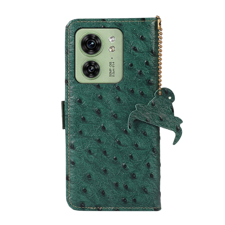 For Motorola Edge 40 Ostrich Pattern Genuine Leather RFID Phone Case(Green) - Motorola Cases by PMC TechLife | Online Shopping South Africa | PMC TechLife | Buy Now Pay Later Mobicred