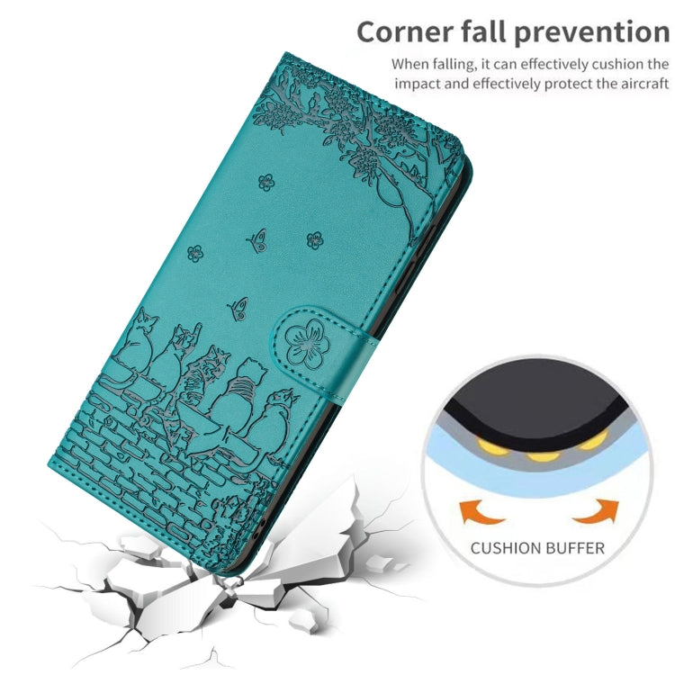 For iPhone 16 Pro Cat Embossing Pattern Leather Phone Case with Lanyard(Blue) - iPhone 16 Pro Cases by PMC TechLife | Online Shopping South Africa | PMC TechLife | Buy Now Pay Later Mobicred