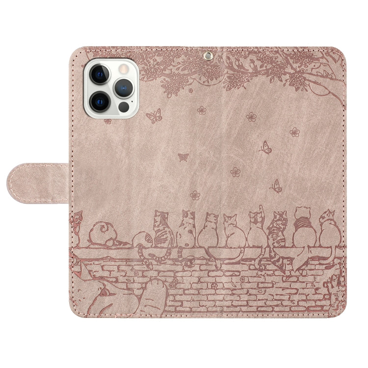 For iPhone 16 Pro Cat Embossing Pattern Leather Phone Case with Lanyard(Grey) - iPhone 16 Pro Cases by PMC TechLife | Online Shopping South Africa | PMC TechLife | Buy Now Pay Later Mobicred