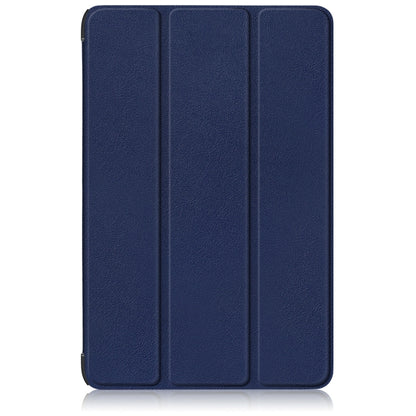 For Samsung Galaxy Tab S9+ Custer Pure Color 3-Fold Holder Smart Leather Tablet Case(Dark Blue) - Galaxy Tab S9+ Cases by PMC Jewellery | Online Shopping South Africa | PMC Jewellery | Buy Now Pay Later Mobicred