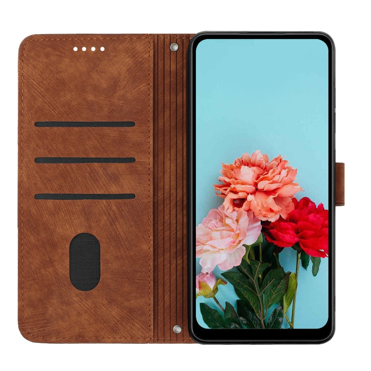For Infinix Zero 30 4G Skin Feel Stripe Pattern Leather Phone Case with Lanyard(Brown) - Infinix Cases by PMC TechLife | Online Shopping South Africa | PMC TechLife | Buy Now Pay Later Mobicred