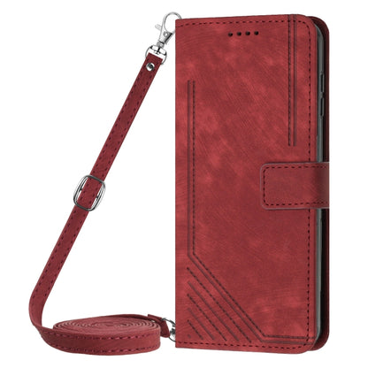 For Infinix Zero 30 4G Skin Feel Stripe Pattern Leather Phone Case with Lanyard(Red) - Infinix Cases by PMC Jewellery | Online Shopping South Africa | PMC Jewellery | Buy Now Pay Later Mobicred