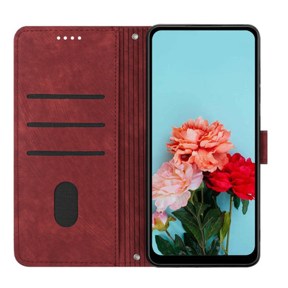 For Infinix Zero 30 4G Skin Feel Stripe Pattern Leather Phone Case with Lanyard(Red) - Infinix Cases by PMC Jewellery | Online Shopping South Africa | PMC Jewellery | Buy Now Pay Later Mobicred