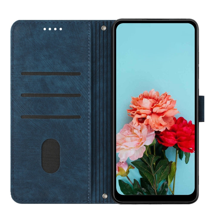 For Infinix Zero 30 4G Skin Feel Stripe Pattern Leather Phone Case with Lanyard(Blue) - Infinix Cases by PMC TechLife | Online Shopping South Africa | PMC TechLife | Buy Now Pay Later Mobicred