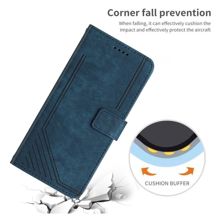 For Infinix Zero 30 4G Skin Feel Stripe Pattern Leather Phone Case with Lanyard(Blue) - Infinix Cases by PMC TechLife | Online Shopping South Africa | PMC TechLife | Buy Now Pay Later Mobicred