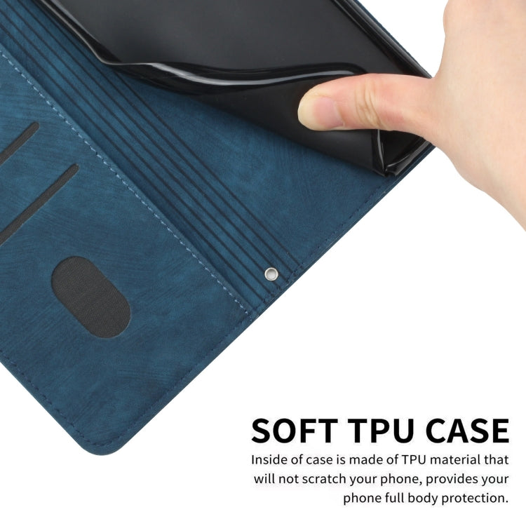 For Infinix Zero 30 4G Skin Feel Stripe Pattern Leather Phone Case with Lanyard(Blue) - Infinix Cases by PMC TechLife | Online Shopping South Africa | PMC TechLife | Buy Now Pay Later Mobicred