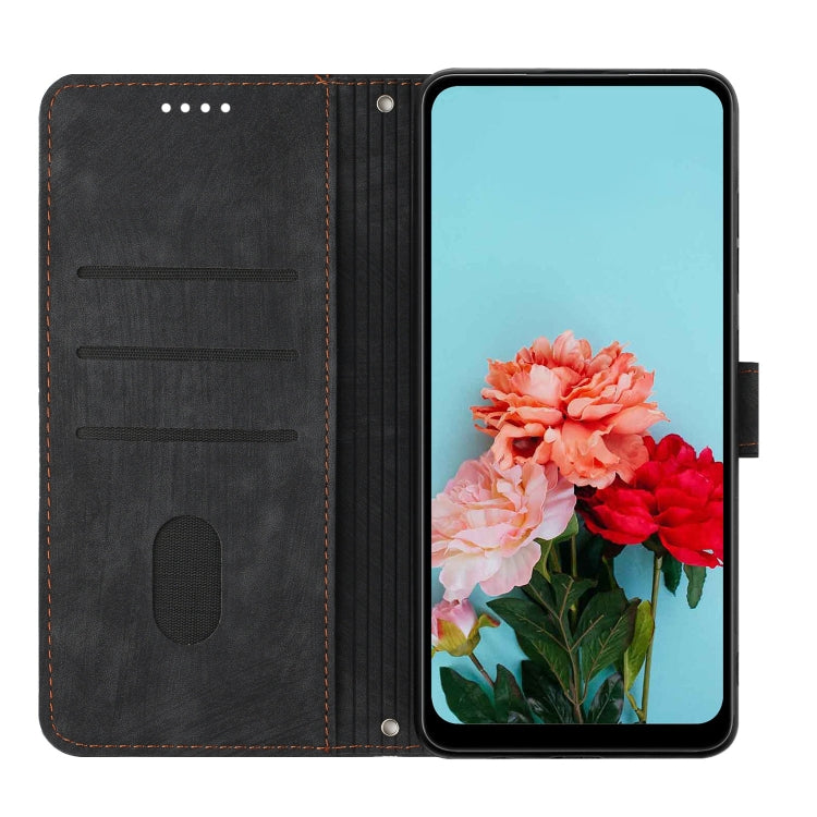 For Infinix Zero 30 4G Skin Feel Stripe Pattern Leather Phone Case with Lanyard(Black) - free shipping - PMC TechLife - Order now!