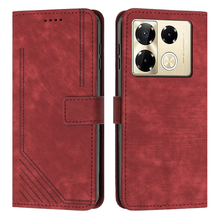 For Infinix Note 40 Pro 4G / 5G Skin Feel Stripe Pattern Leather Phone Case with Lanyard(Red) - Infinix Cases by PMC TechLife | Online Shopping South Africa | PMC TechLife | Buy Now Pay Later Mobicred