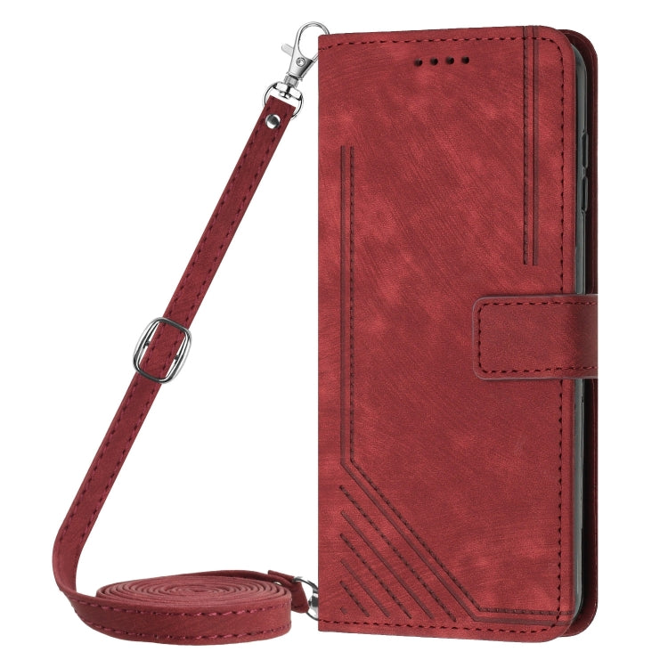 For Infinix Note 40 Pro 4G / 5G Skin Feel Stripe Pattern Leather Phone Case with Lanyard(Red) - Infinix Cases by PMC TechLife | Online Shopping South Africa | PMC TechLife | Buy Now Pay Later Mobicred