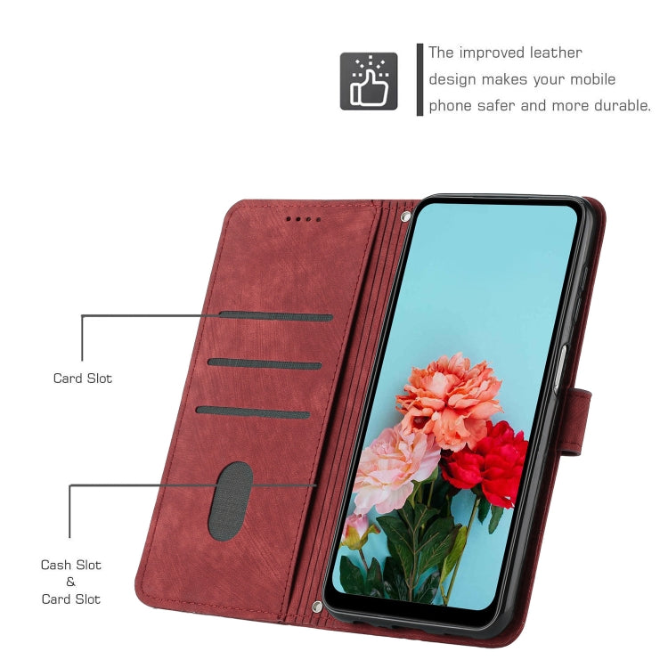 For Infinix Note 40 Pro 4G / 5G Skin Feel Stripe Pattern Leather Phone Case with Lanyard(Red) - Infinix Cases by PMC TechLife | Online Shopping South Africa | PMC TechLife | Buy Now Pay Later Mobicred