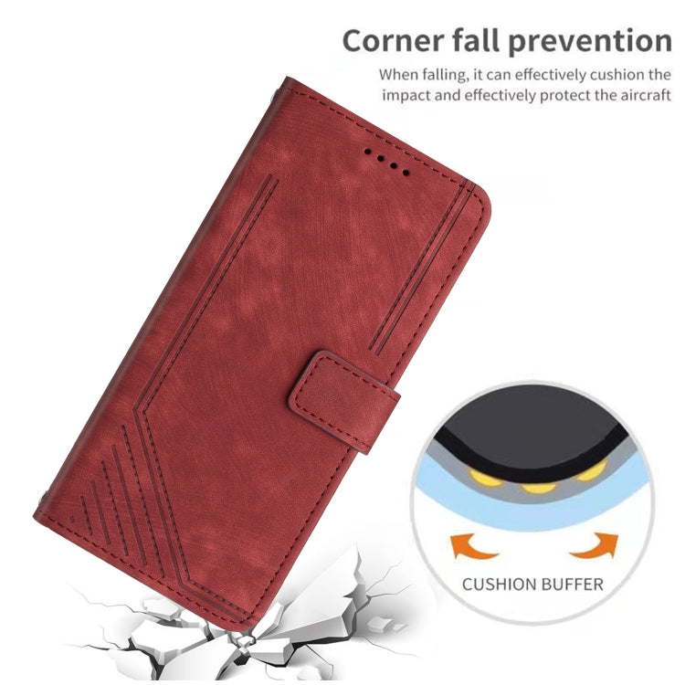 For Infinix Note 40 Pro 4G / 5G Skin Feel Stripe Pattern Leather Phone Case with Lanyard(Red) - Infinix Cases by PMC TechLife | Online Shopping South Africa | PMC TechLife | Buy Now Pay Later Mobicred