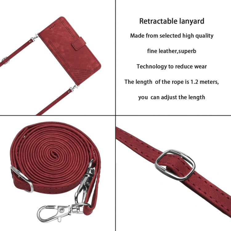 For Infinix Note 40 Pro 4G / 5G Skin Feel Stripe Pattern Leather Phone Case with Lanyard(Red) - Infinix Cases by PMC TechLife | Online Shopping South Africa | PMC TechLife | Buy Now Pay Later Mobicred