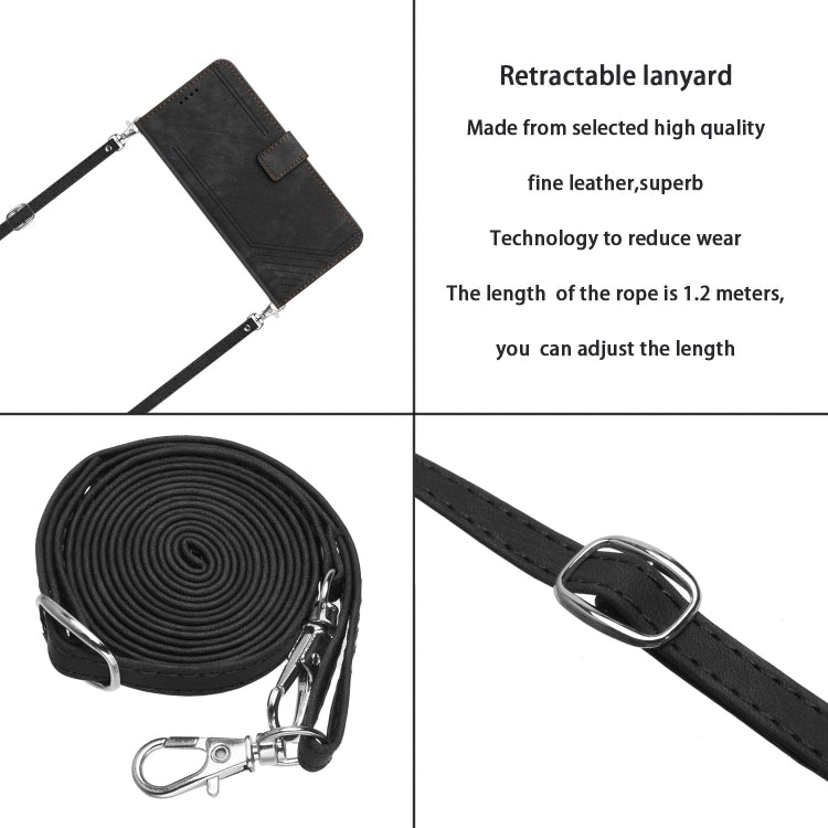 For Infinix Note 40 4G Skin Feel Stripe Pattern Leather Phone Case with Lanyard(Black) - Infinix Cases by PMC TechLife | Online Shopping South Africa | PMC TechLife | Buy Now Pay Later Mobicred