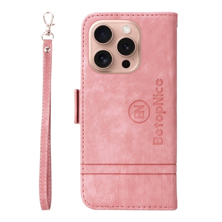 For iPhone 16 Pro BETOPNICE Dual-side Buckle Leather Phone Case(Pink) - iPhone 16 Pro Cases by BETOPNICE | Online Shopping South Africa | PMC TechLife | Buy Now Pay Later Mobicred