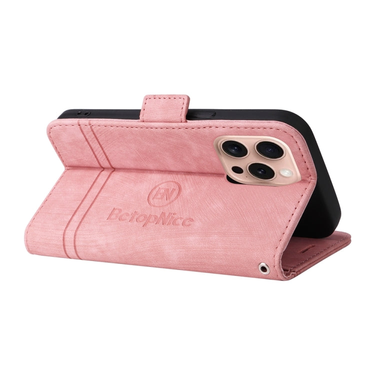 For iPhone 16 Pro BETOPNICE Dual-side Buckle Leather Phone Case(Pink) - iPhone 16 Pro Cases by BETOPNICE | Online Shopping South Africa | PMC TechLife | Buy Now Pay Later Mobicred