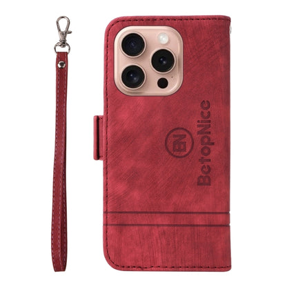 For iPhone 16 Pro BETOPNICE Dual-side Buckle Leather Phone Case(Red) - iPhone 16 Pro Cases by BETOPNICE | Online Shopping South Africa | PMC Jewellery | Buy Now Pay Later Mobicred