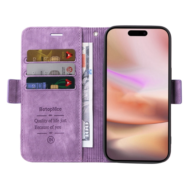 For iPhone 16 Plus BETOPNICE Dual-side Buckle Leather Phone Case(Purple) - iPhone 16 Plus Cases by BETOPNICE | Online Shopping South Africa | PMC Jewellery | Buy Now Pay Later Mobicred