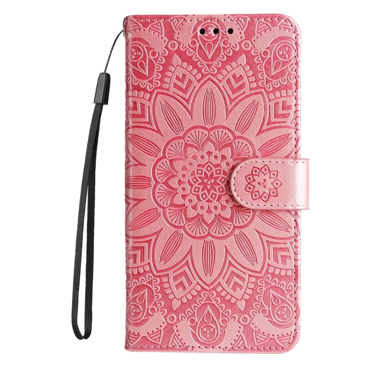 For iPhone 16e Embossed Sunflower Leather Phone Case(Pink) - iPhone 16e Cases by PMC TechLife | Online Shopping South Africa | PMC TechLife | Buy Now Pay Later Mobicred