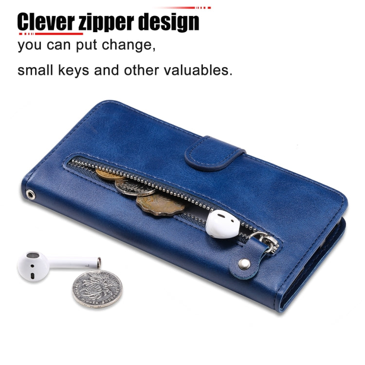 For iPhone 16 Pro Fashion Calf Texture Zipper Leather Phone Case(Blue) - iPhone 16 Pro Cases by PMC TechLife | Online Shopping South Africa | PMC TechLife | Buy Now Pay Later Mobicred