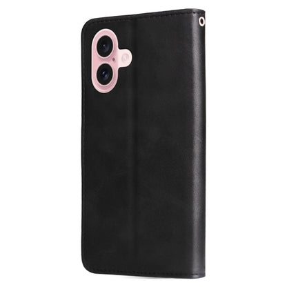 For iPhone 16 Fashion Calf Texture Zipper Leather Phone Case(Black) - iPhone 16 Cases by PMC Jewellery | Online Shopping South Africa | PMC Jewellery | Buy Now Pay Later Mobicred