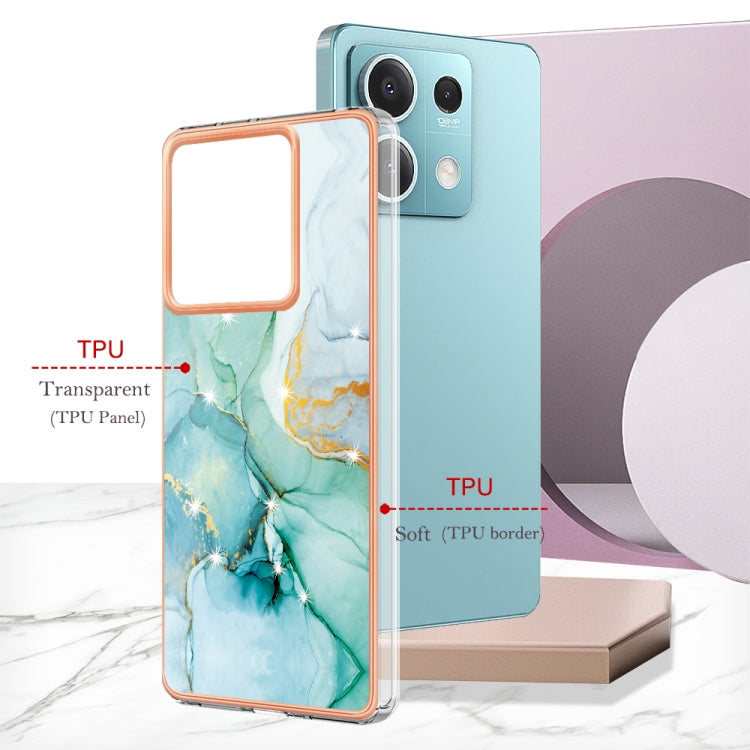 For Xiaomi Redmi Note 13 5G Global Electroplating Marble Dual-side IMD Phone Case(Green 003) - Note 13 Cases by PMC TechLife | Online Shopping South Africa | PMC TechLife | Buy Now Pay Later Mobicred