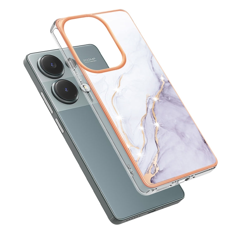 For Xiaomi Poco M6 Pro 4G Electroplating Marble Dual-side IMD Phone Case(White 006) - Xiaomi Cases by PMC TechLife | Online Shopping South Africa | PMC TechLife | Buy Now Pay Later Mobicred