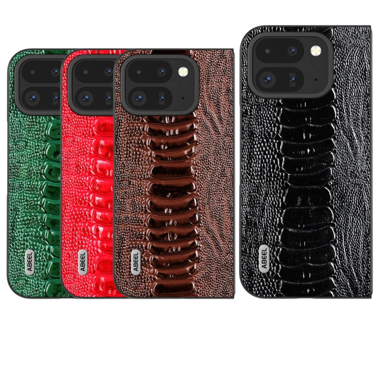 For Google Pixel 9 Pro Fold ABEEL Genuine Leather Weilai Series Phone Case(Black) - Google Cases by PMC TechLife | Online Shopping South Africa | PMC TechLife | Buy Now Pay Later Mobicred