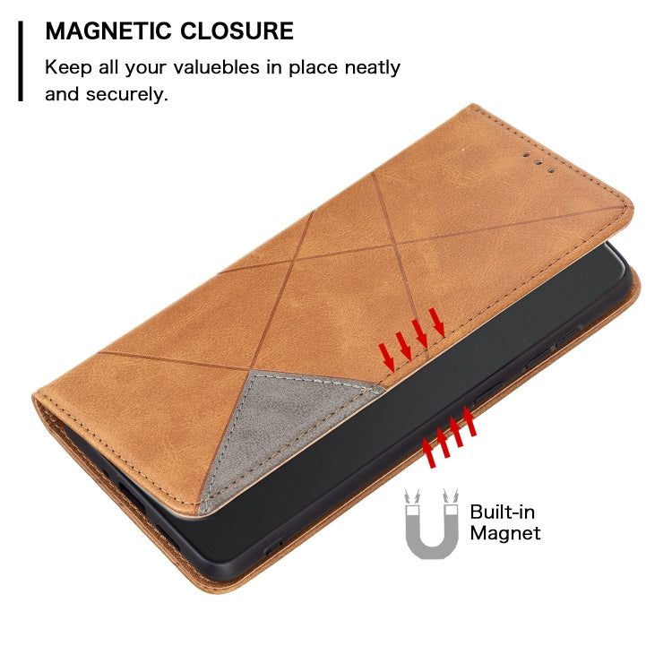 For iPhone 16 Pro Rhombus Texture Magnetic Leather Phone Case(Yellow) - iPhone 16 Pro Cases by PMC TechLife | Online Shopping South Africa | PMC TechLife | Buy Now Pay Later Mobicred