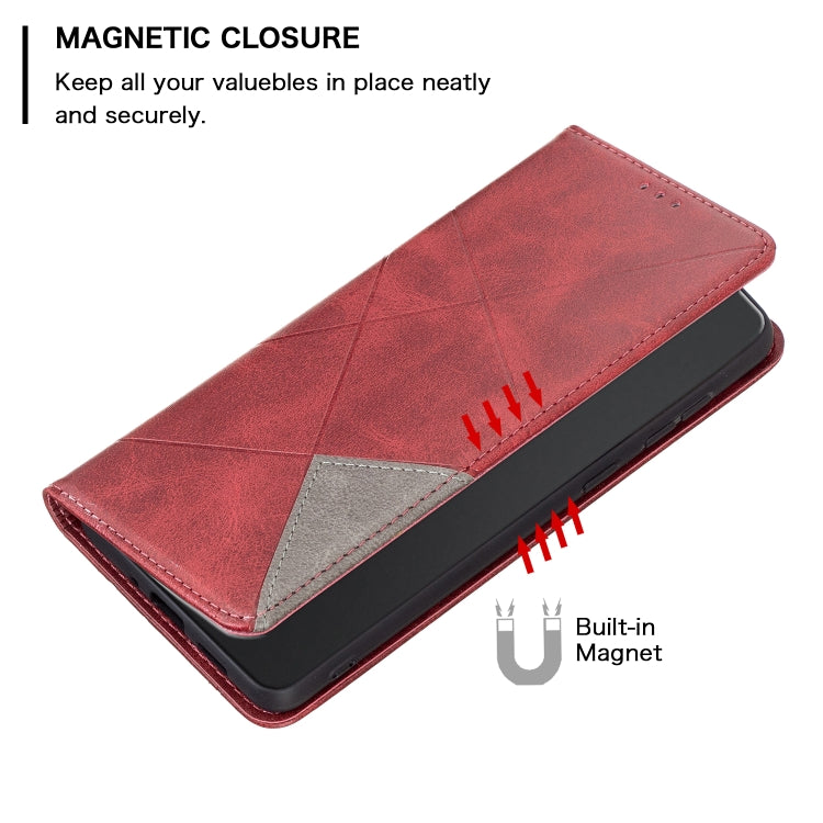 For iPhone 16 Plus Rhombus Texture Magnetic Leather Phone Case(Red) - free shipping - PMC TechLife - Order now!