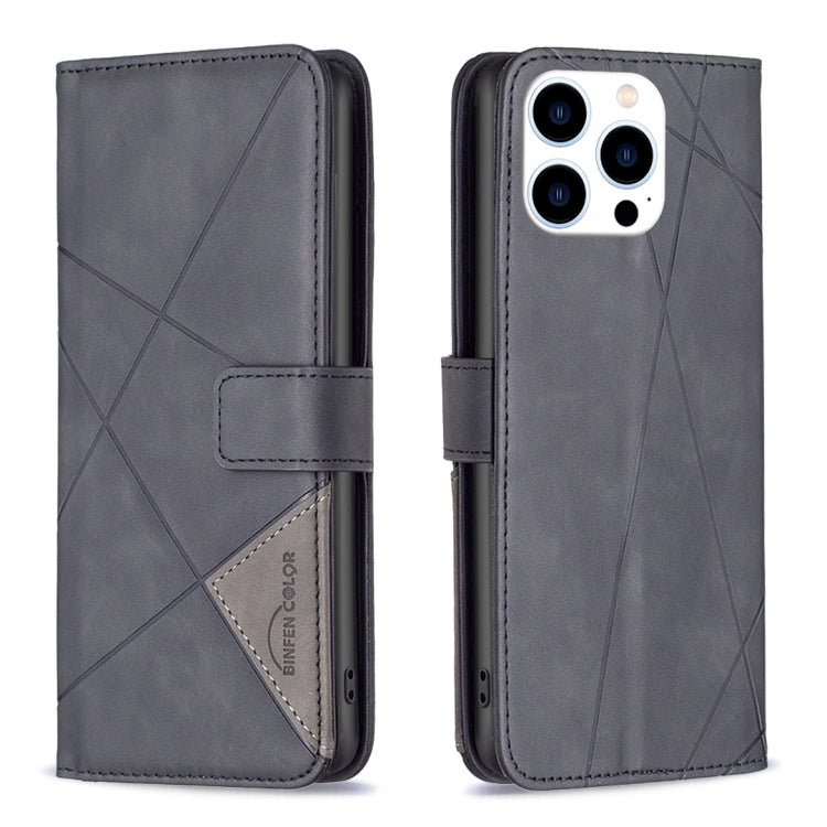 For iPhone 16 Pro Magnetic Buckle Rhombus Texture Leather Phone Case(Black) - iPhone 16 Pro Cases by PMC TechLife | Online Shopping South Africa | PMC TechLife | Buy Now Pay Later Mobicred
