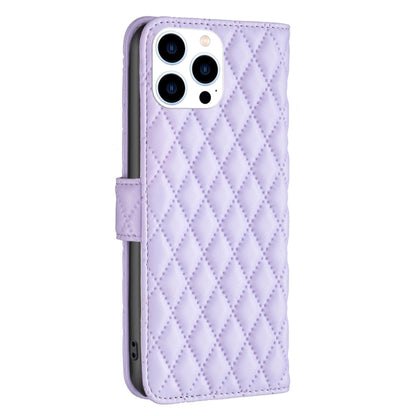 For iPhone 16 Pro Diamond Lattice Wallet Flip Leather Phone Case(Purple) - iPhone 16 Pro Cases by PMC Jewellery | Online Shopping South Africa | PMC Jewellery | Buy Now Pay Later Mobicred