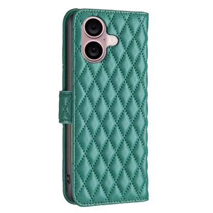 For iPhone 16 Diamond Lattice Wallet Flip Leather Phone Case(Green) - iPhone 16 Cases by PMC Jewellery | Online Shopping South Africa | PMC Jewellery | Buy Now Pay Later Mobicred