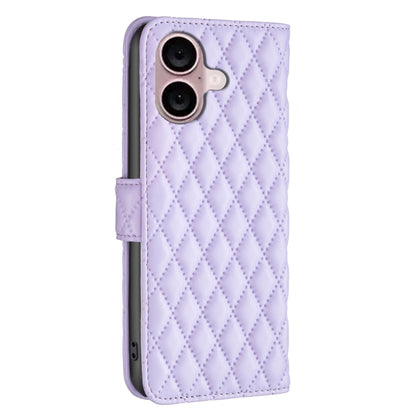 For iPhone 16 Diamond Lattice Wallet Flip Leather Phone Case(Purple) - iPhone 16 Cases by PMC Jewellery | Online Shopping South Africa | PMC Jewellery | Buy Now Pay Later Mobicred