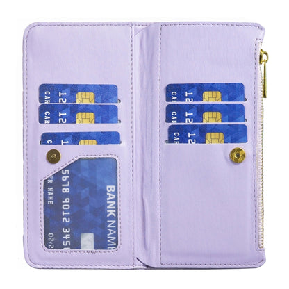 For iPhone 16 Pro Diamond Lattice Zipper Wallet Leather Flip Phone Case(Purple) - iPhone 16 Pro Cases by PMC Jewellery | Online Shopping South Africa | PMC Jewellery | Buy Now Pay Later Mobicred