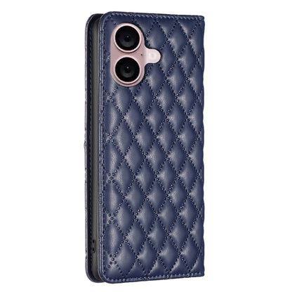 For iPhone 16 Diamond Lattice Magnetic Leather Flip Phone Case(Blue) - iPhone 16 Cases by PMC Jewellery | Online Shopping South Africa | PMC Jewellery | Buy Now Pay Later Mobicred