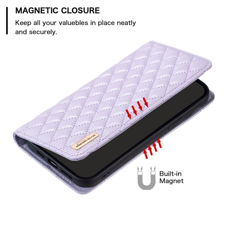 For iPhone 16 Plus Diamond Lattice Magnetic Leather Flip Phone Case(Purple) - iPhone 16 Plus Cases by PMC TechLife | Online Shopping South Africa | PMC TechLife | Buy Now Pay Later Mobicred