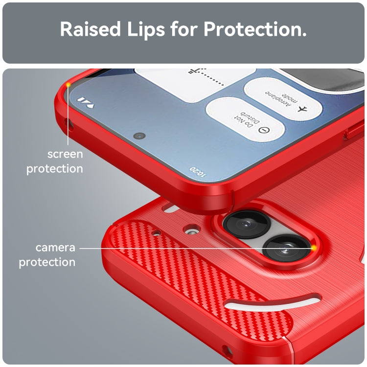 For Nothing Phone 2a Brushed Texture Carbon Fiber TPU Phone Case(Red) - More Brand by PMC TechLife | Online Shopping South Africa | PMC TechLife
