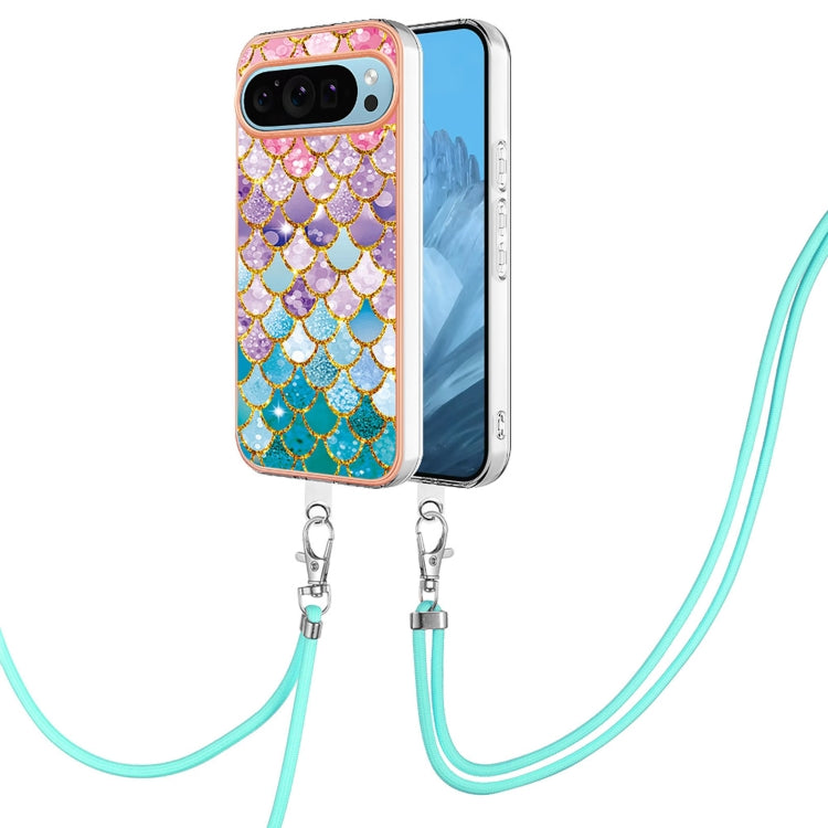 For Google Pixel 9 / 9 Pro Electroplating IMD TPU Phone Case with Lanyard(Colorful Scales) - Google Cases by PMC Jewellery | Online Shopping South Africa | PMC Jewellery | Buy Now Pay Later Mobicred