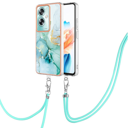 For OPPO A79 5G Global Electroplating Marble Dual-side IMD Phone Case with Lanyard(Green 003) - OPPO Cases by PMC Jewellery | Online Shopping South Africa | PMC Jewellery | Buy Now Pay Later Mobicred